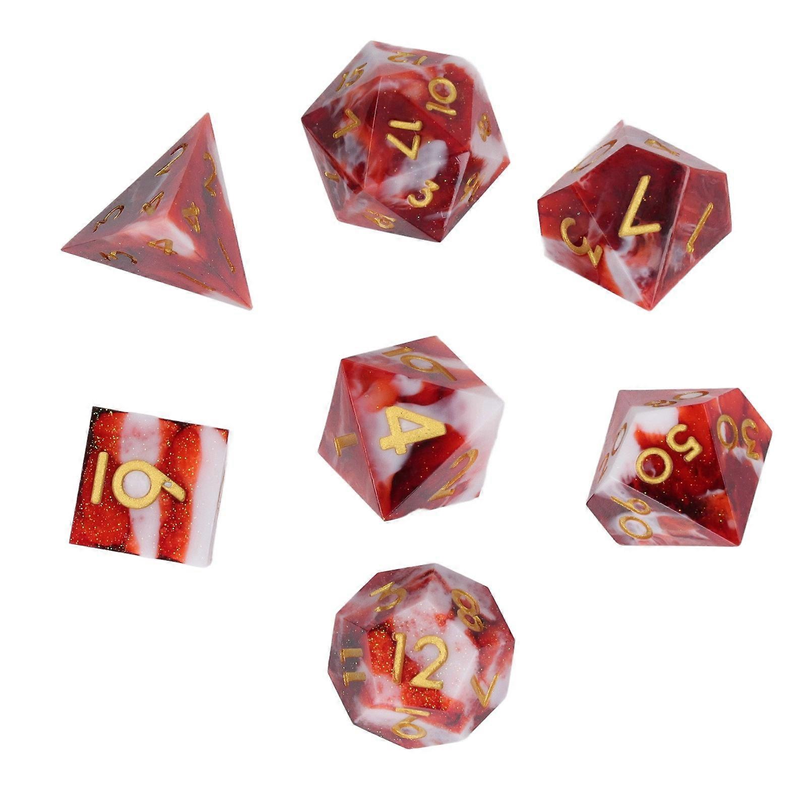7pcs Polyhedral Dice Set Holiday Party Resin Exquisite Role Playing Game Dice Props for Board Game Red