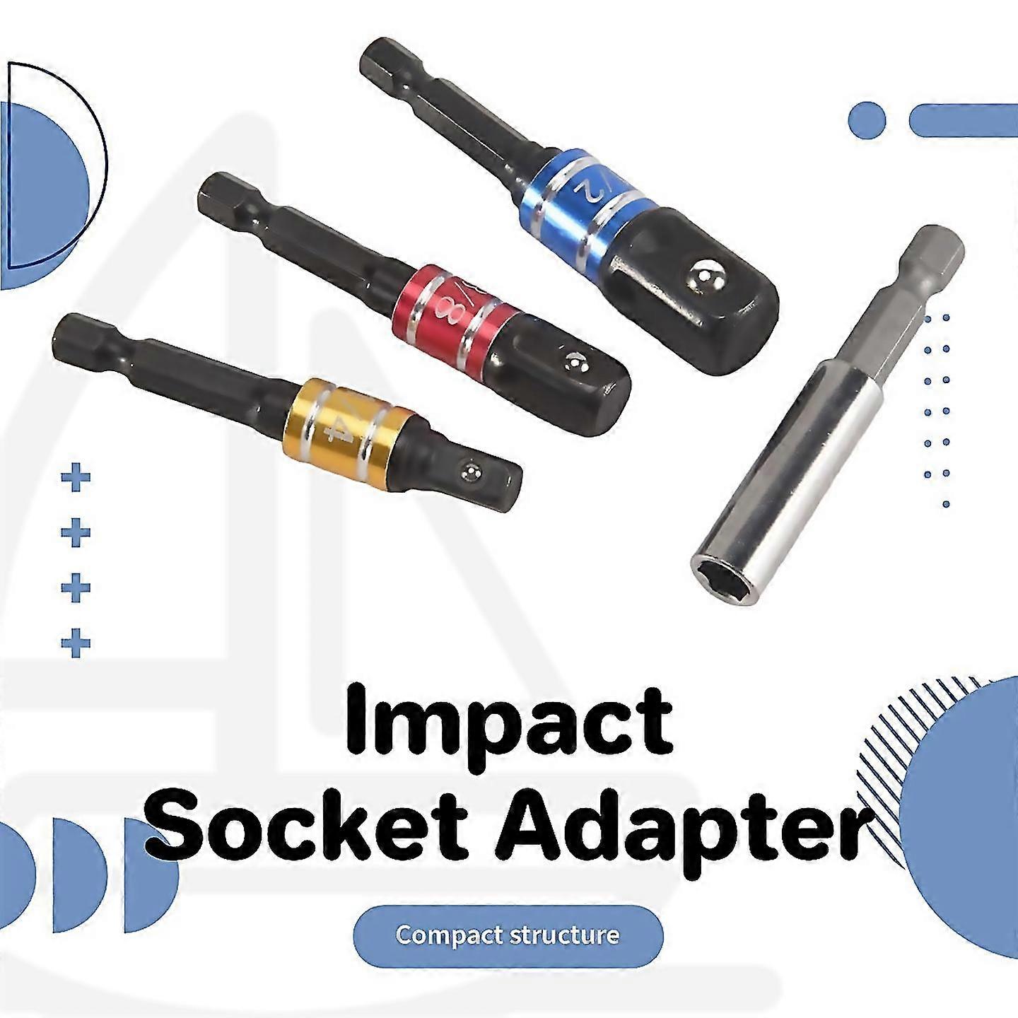 For 4 Pieces Impact Driver Socket Adapter Set For 14 Inch Hex Shank