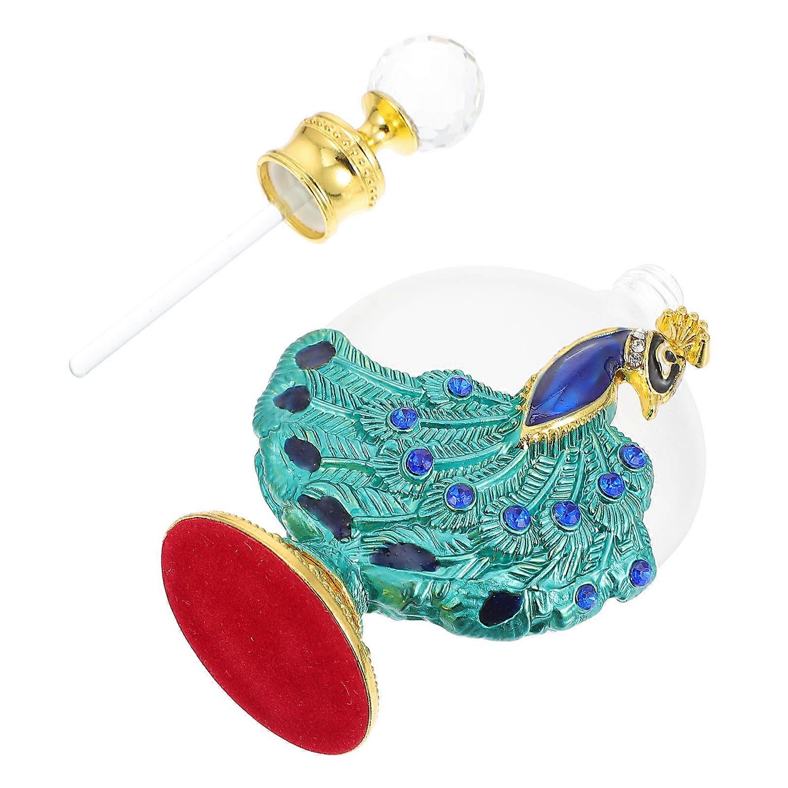 Assorted Color Peacock-Designed Glass Perfume Bottle Perfect For Car Decoration 13.5X7X4.2CM Air Tightness 1Set