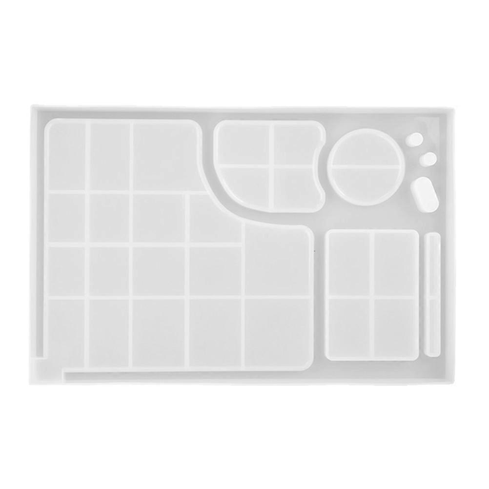 Epoxy Resin Makeup Tray Mold 1Pc For Artisans DIY Projects White Silicone Material Size 29X19CM