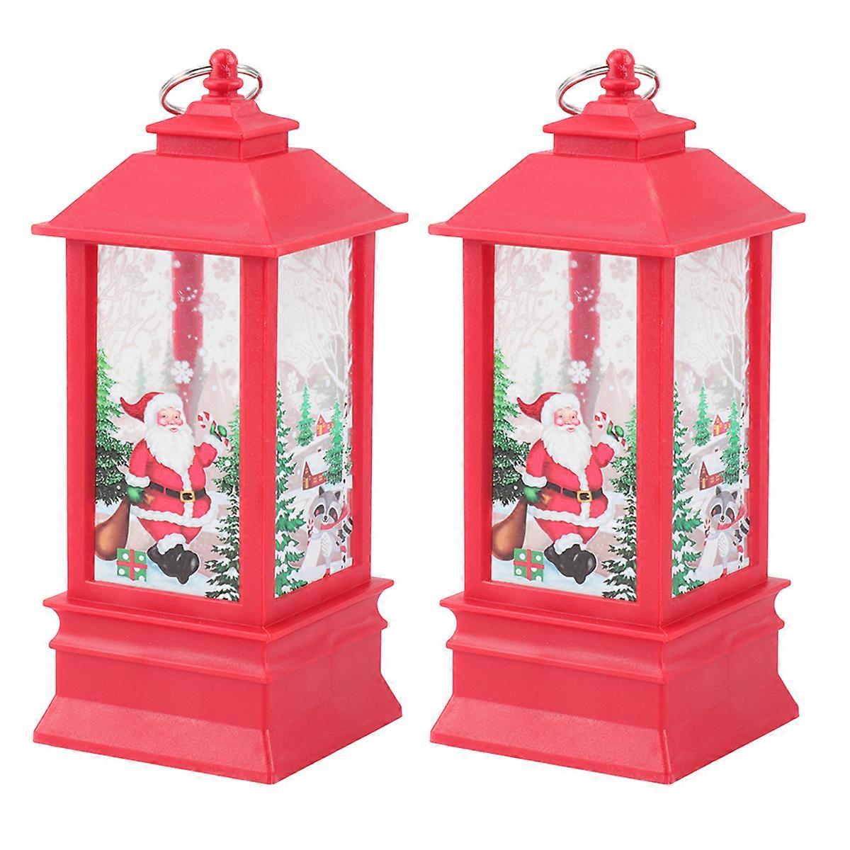 2 Pcs Multi Colored Christmas Wind Lamp Square Shape Night Lamp For Home Decoration Party
