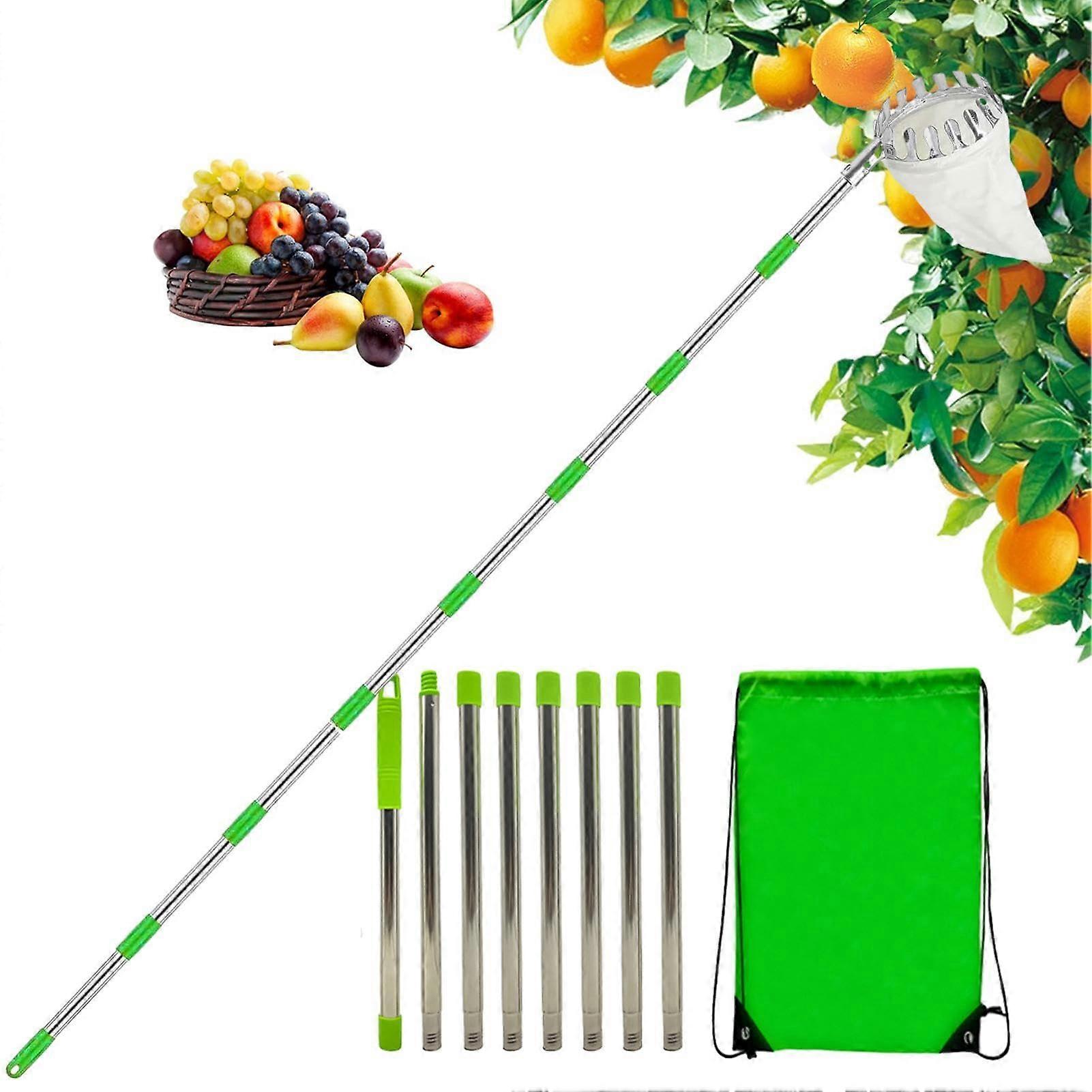 Fruit Picker with Telescopic Handle Extendable Picker with Storage Bag Lightweight Fruit Picker