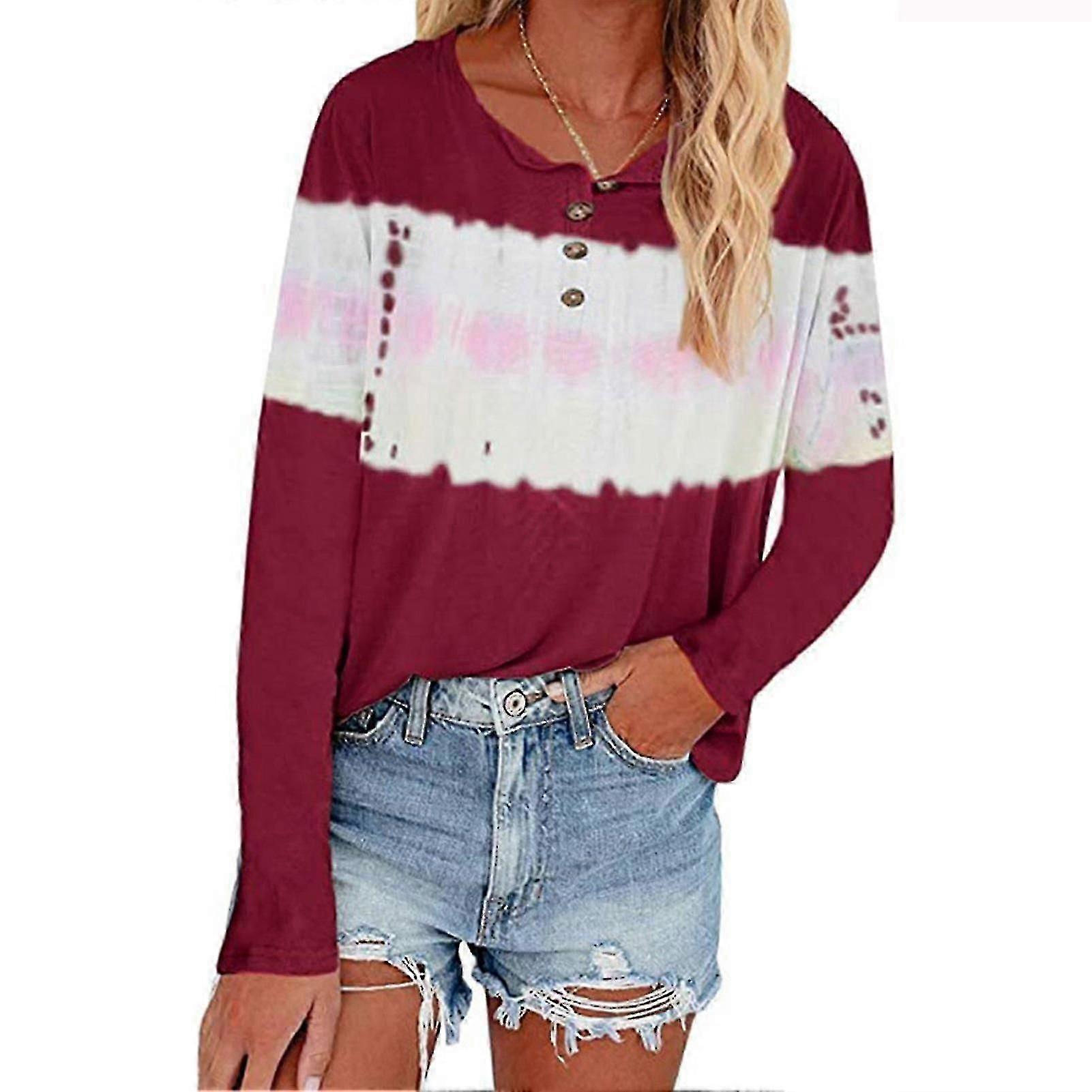 Dameklær For Casual Tie-dye Topper Trykte Bluser jm