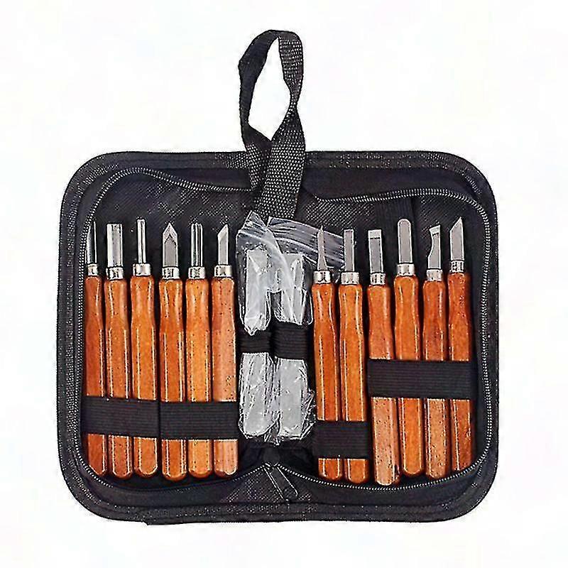 14-Piece Professional Wood Carving Chisel Set with Whetstones - Hand Tools