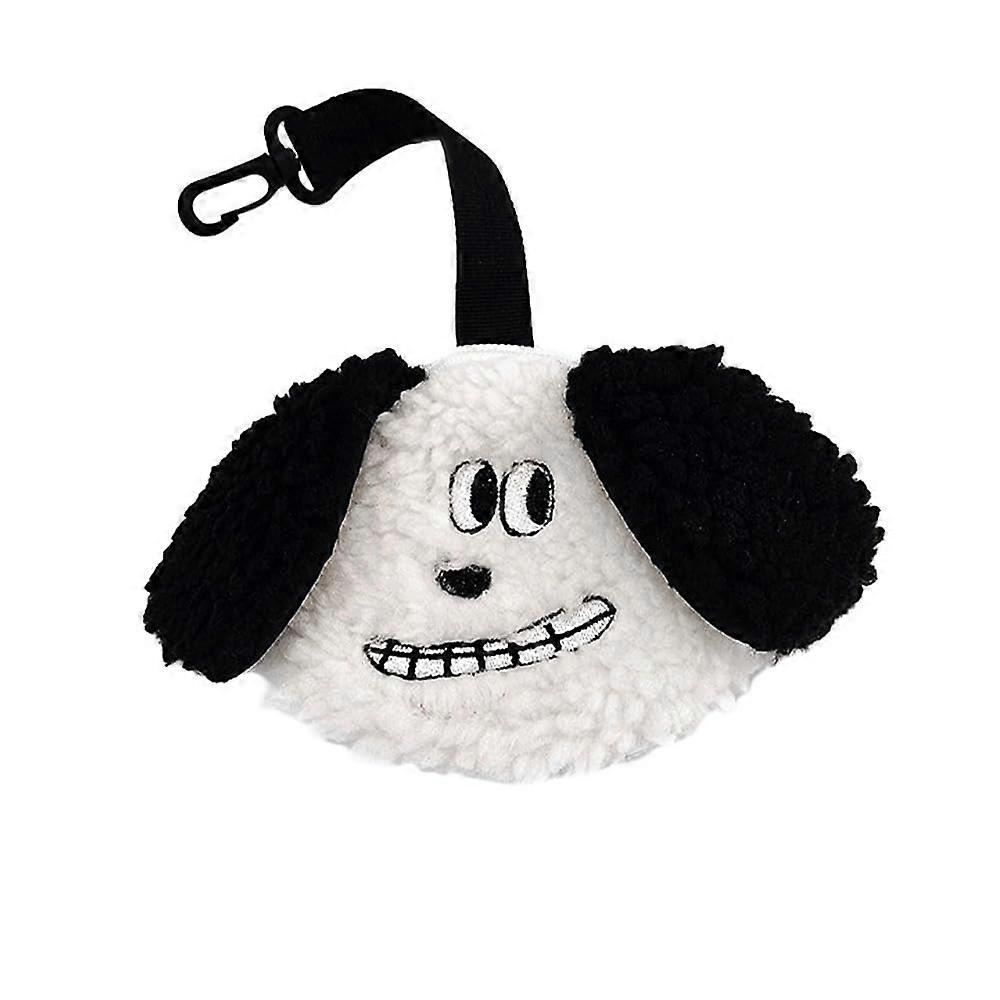 Dog Waste Bag Holder, Plush Puppy Shape with Clip for Leashes (White)