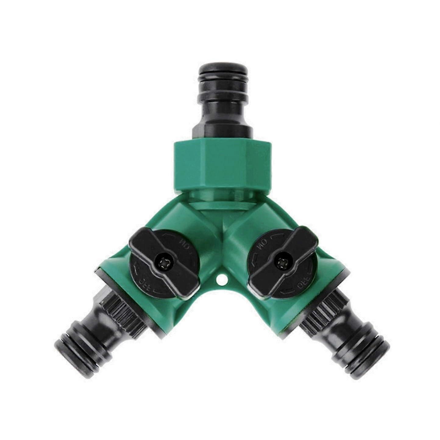 2-Way Garden Hose Distributor 1/2 Inch Splitter Connector with On/Off Valves for Water Hose Tap Adapter