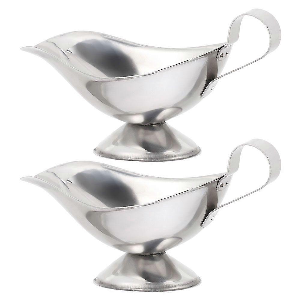 2pcs Stainless Steel Gravy Boat 5oz Condiment Bowl Gravy Dispenser Sauce Container Pitcher