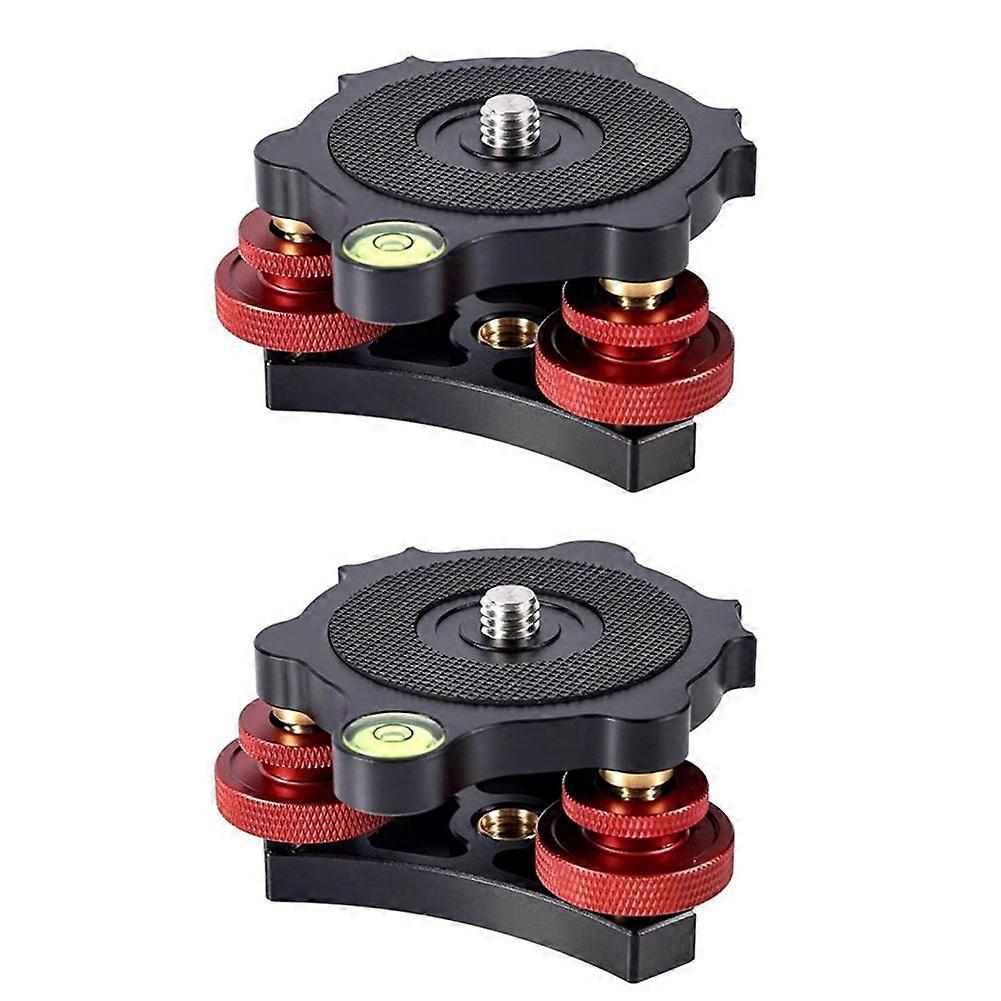 2pcs Tripod Leveling Base, Camera Leveler Tripod Leveler 3- Tri-Wheel Head 3/8in Thread +/-5 Preci