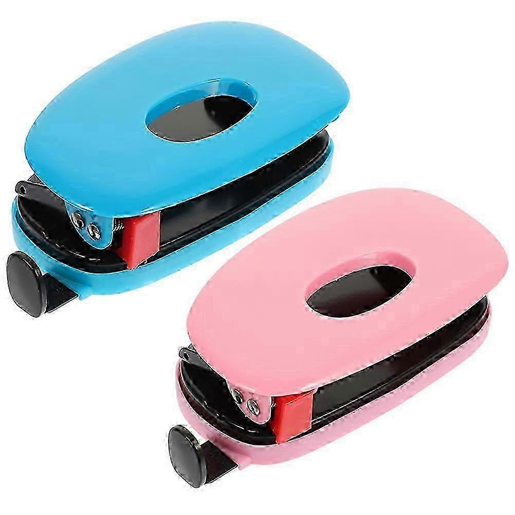 Compact Hole Puncher Paper Sheets Hole Maker For Home Office Simple Design Pink 2Pack
