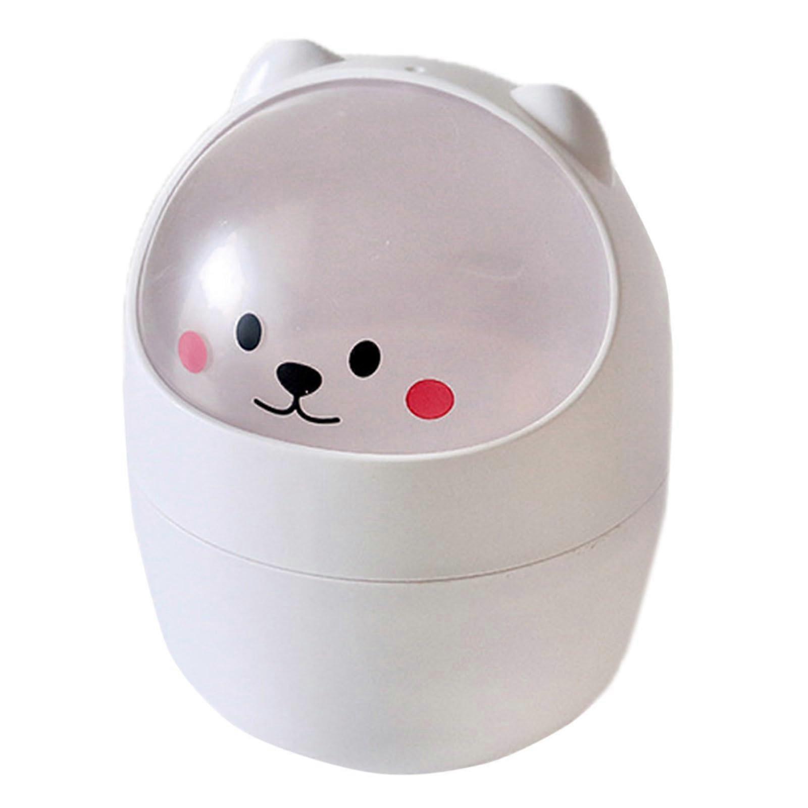 Cute Desktop Trash Can Mini Garbage With Flip Lid For Home Or Settings White One Size Compact Desk Trash Can