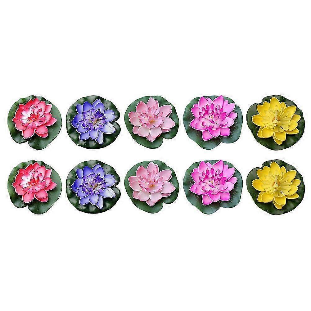 10-Pack Artificial Floating Water Lilies - EVA Pond Decorations