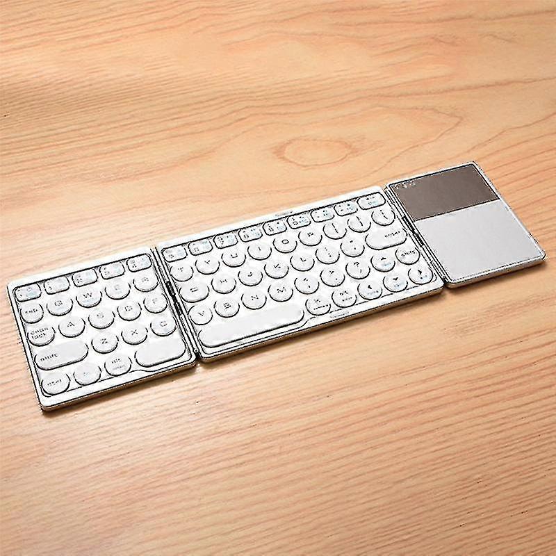 Rechargeable Foldable Bluetooth Keyboard with Touchpad for Android & Windows Tablets and Notebooks, Silver