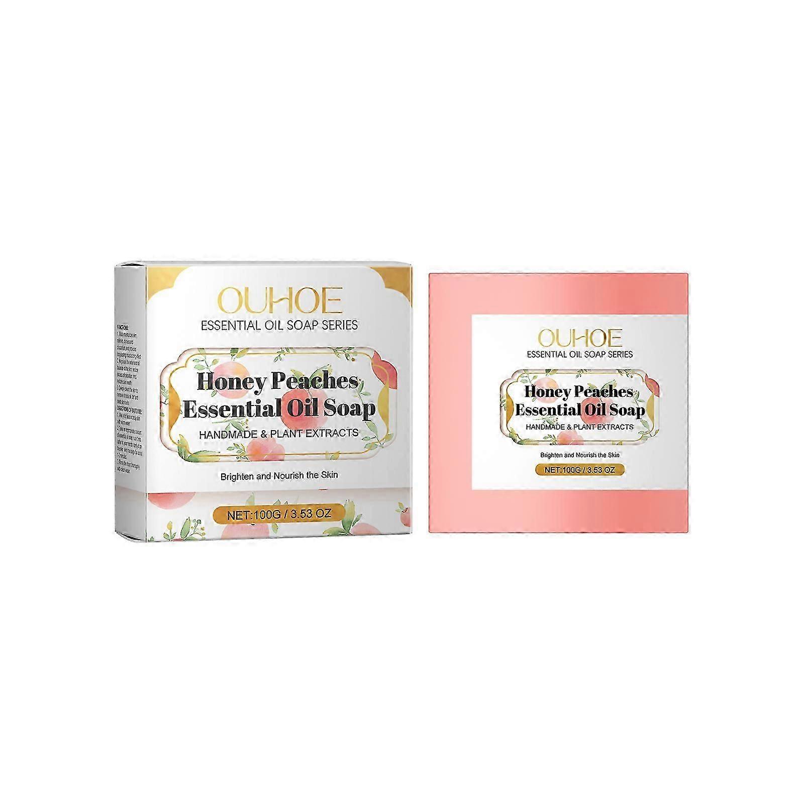 OUHOE Peach Essential Oil Soap for Gentle Repair, Moisturizing, Oil Removing, Refreshing Cleansing, Body Cleansing, and Bath Essential Oil Soap