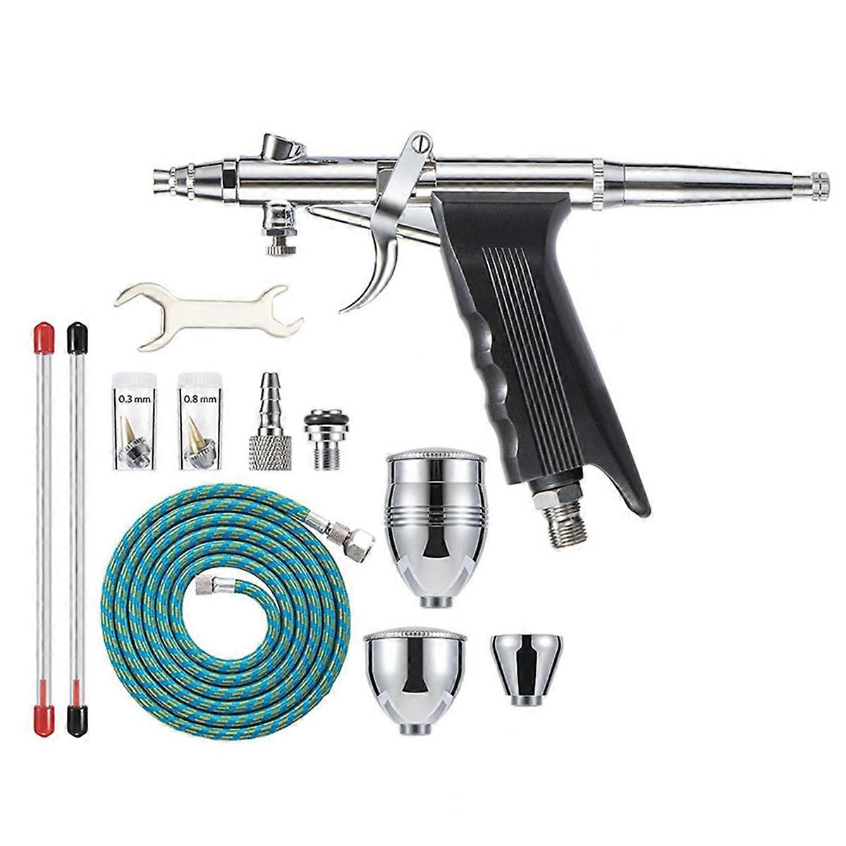 Airbrush Kit with Double Action Trigger, 0.3/0.5/0.8mm Needles