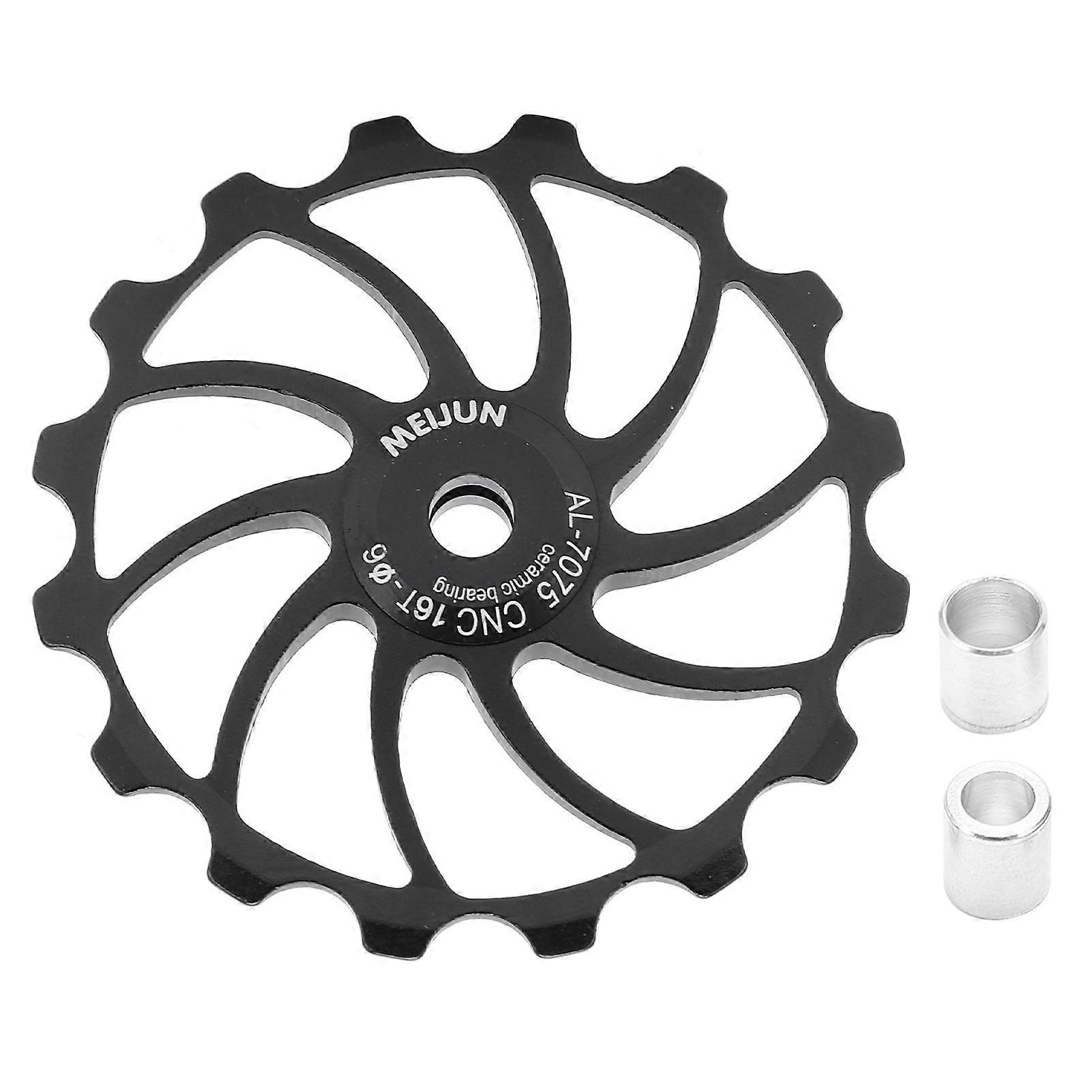 MEIJUN 16T Bicycle Rear Derailleur MTB Road Bikes Ceramic Bearing Pulley Guide Wheel PartsBlack