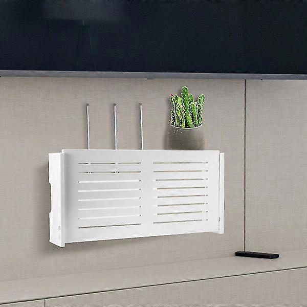 Wifi Router Storage Box Wall Mounted Wireless Panel Shelf Home Decoration white