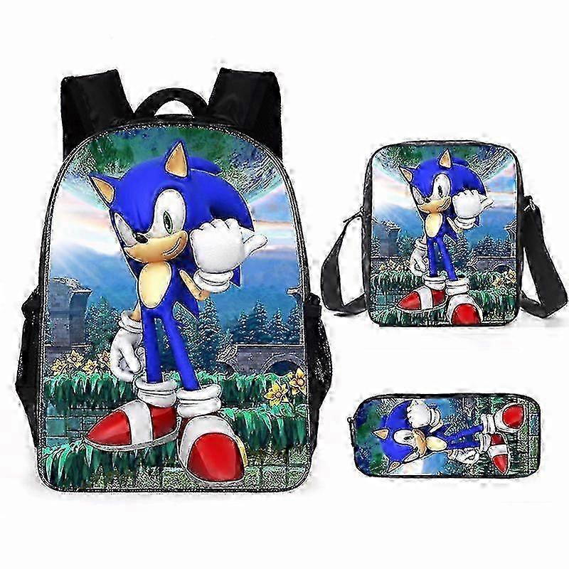 Sonic Themed School Bag Set - Includes Backpack, Shoulder Bag, and ...