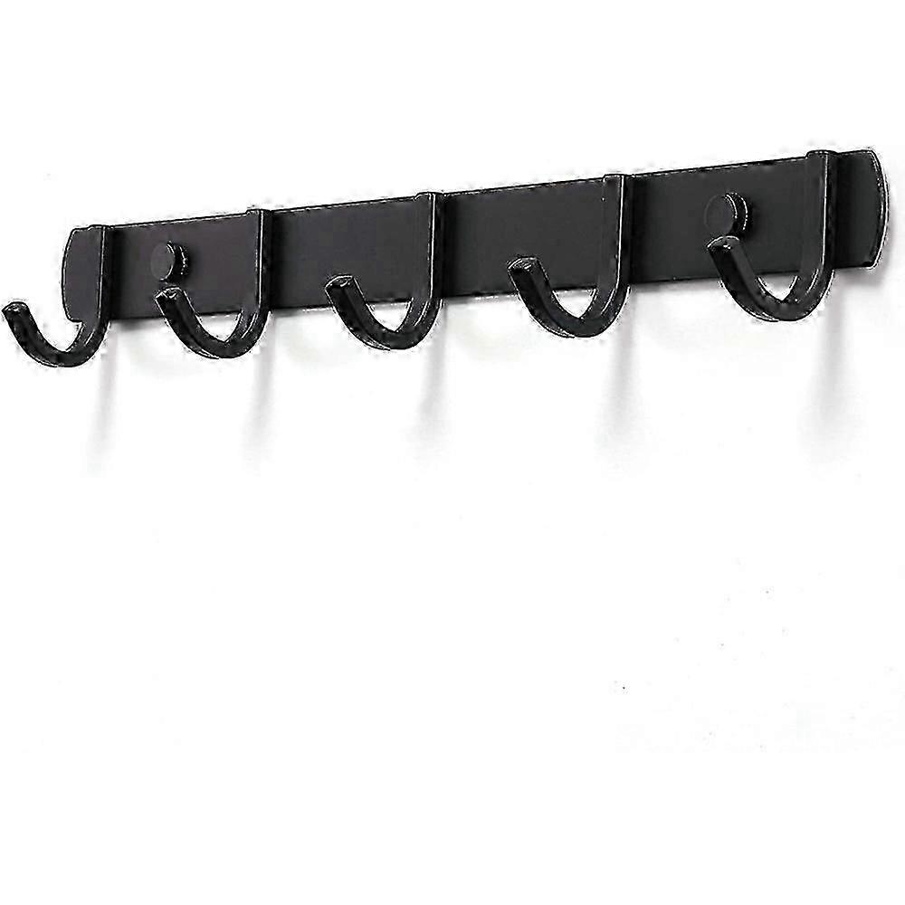 Wall-mounted metal hanger with 5 hooks, anti-fall and anti-rust for multiple purposes