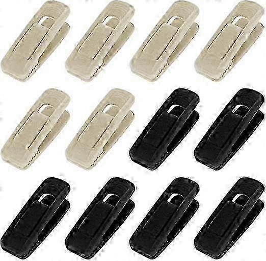 12-Piece Set of Velvet Hanger Clips Black and Off-White Durable Pant Clips with Flocked Design forScarves and Skirts Non-Slip Portable Clip