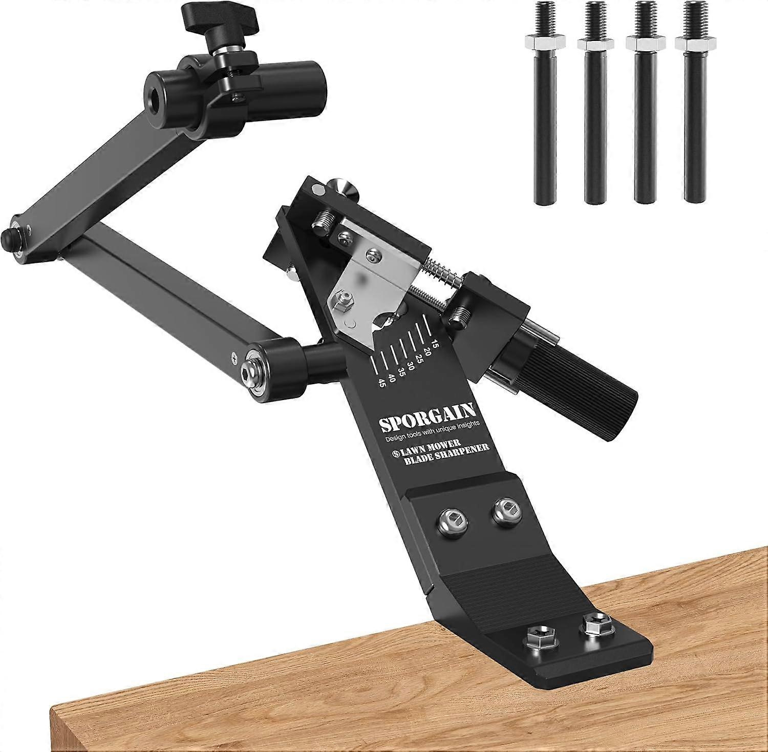 Suitable for Lawnmower blade sharpener 15°-45° adjustable frame with ball bearings manufactured handle for right and left blade