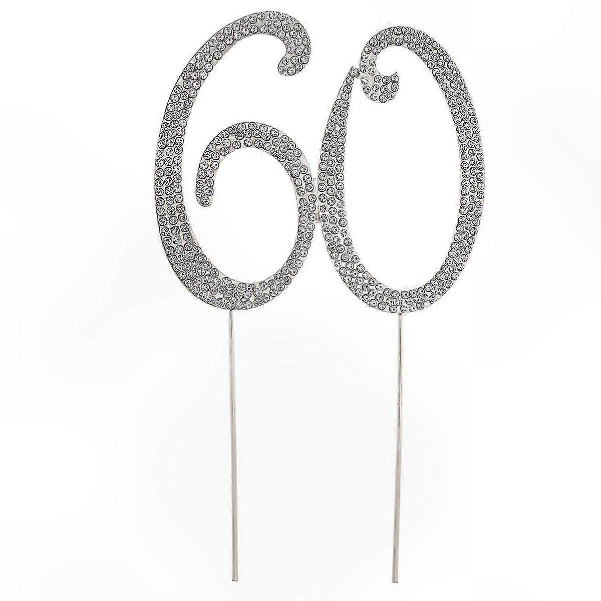 60th Birthday Rhinestone Cake Topper Decoration