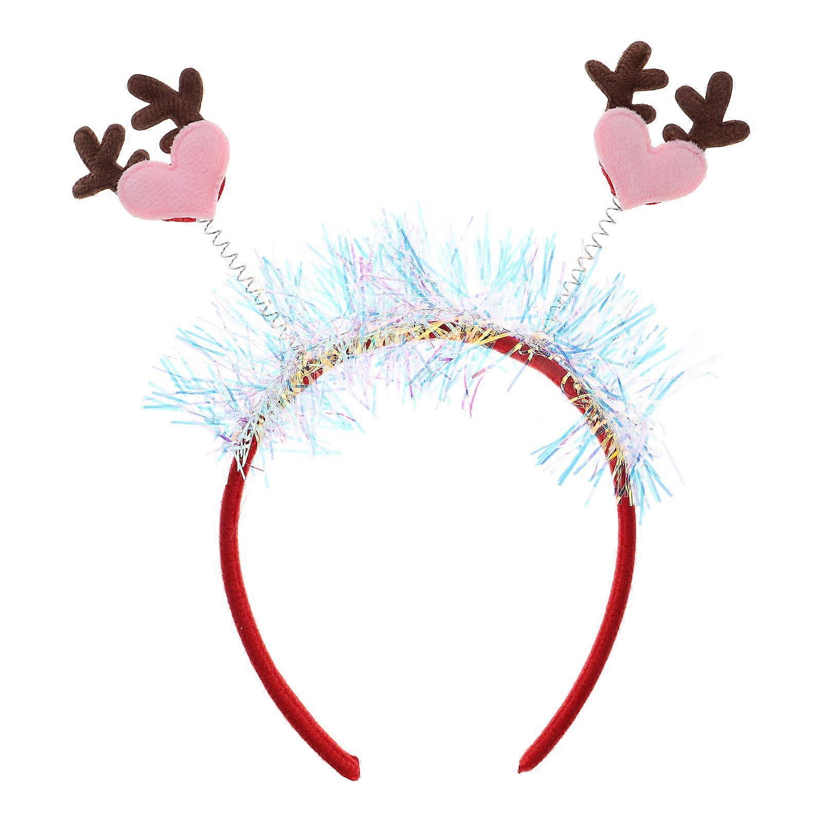 Christmas Heart Elk Antlers Sequin Headband for Festive Parties, Valentine's Day, and Holiday Celebrations – Stylish and Comfortable Hair Accessory