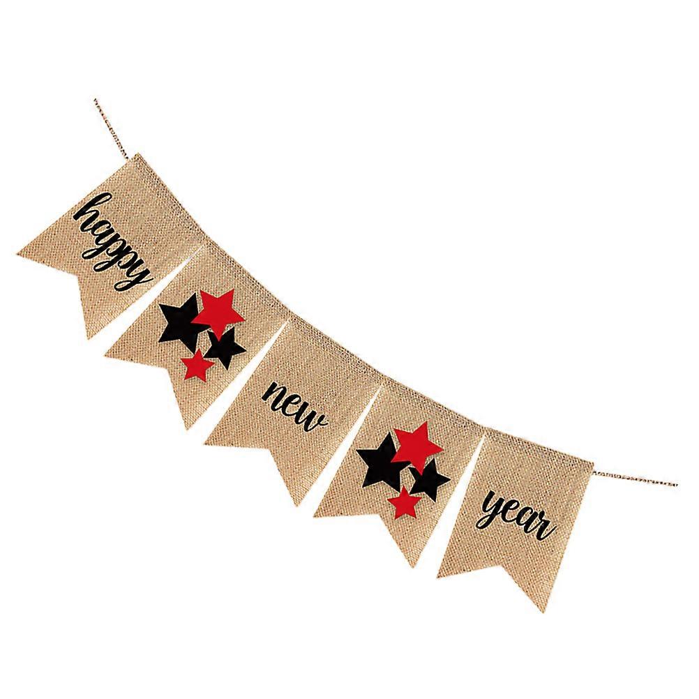 New Year Banner Linen Bunting for Party Decoration Assorted Color