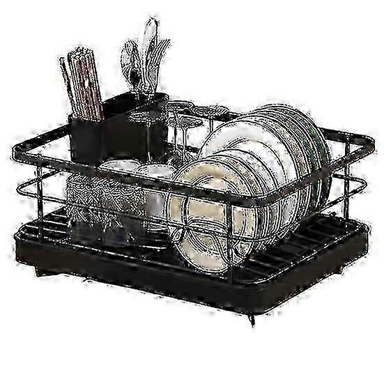 Large Dish Drying Rack with Auto-Drain & Non-Slip Base for Kitchen Counter Organization