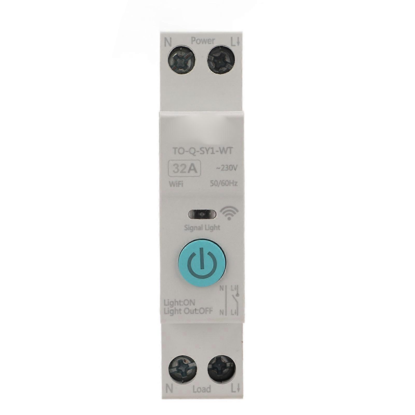 WIFI Smart Switch Breaker 230V DIN35 Rail Remote Control White