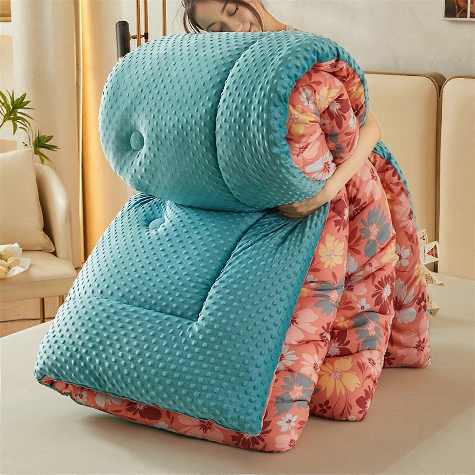 Lightweight Comforter Queen Size Down Alternative Quilted With Corner Buttons Beige Color 7 150x200cm 4kg All Seasons