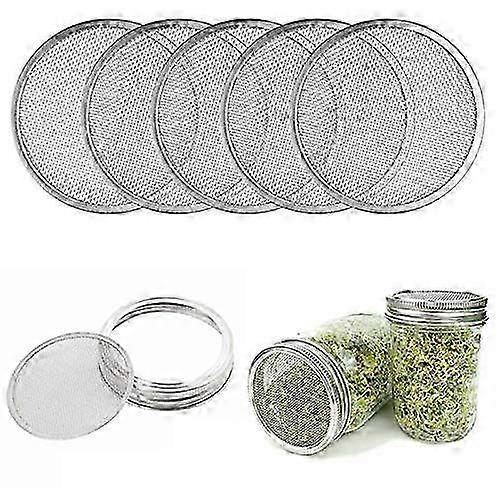 5 Pack Stainless Steel Sprouting Lids 86mm Sprouting Jar Strainer Lid for Wide Mouth Mason Jars Canning Jars