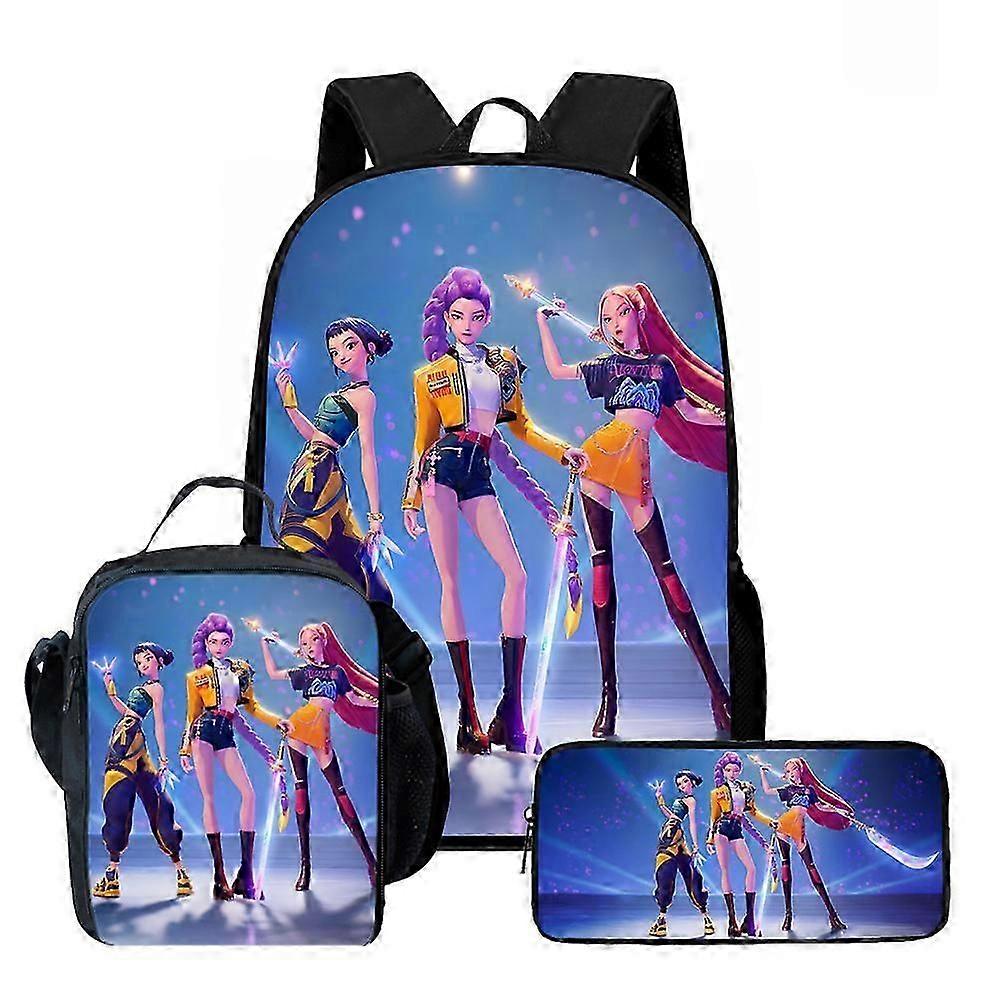 Kpop Demon Jägare Ryggsäck Huntrix K-pop Demon Jägare Skolväska Mochila Penna Fodral Set