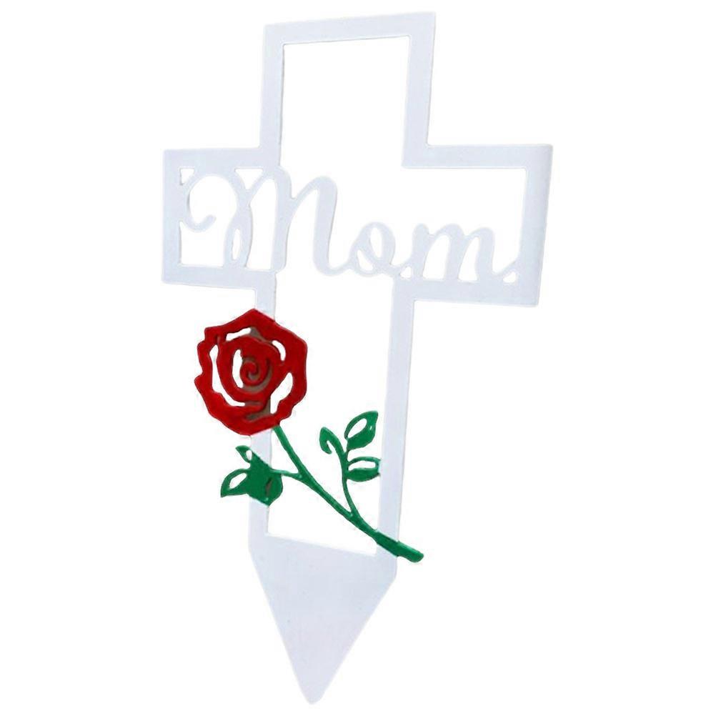 Memorial Cross Stake Cemetery Stake for Decor 3Pcs White Ground Insert