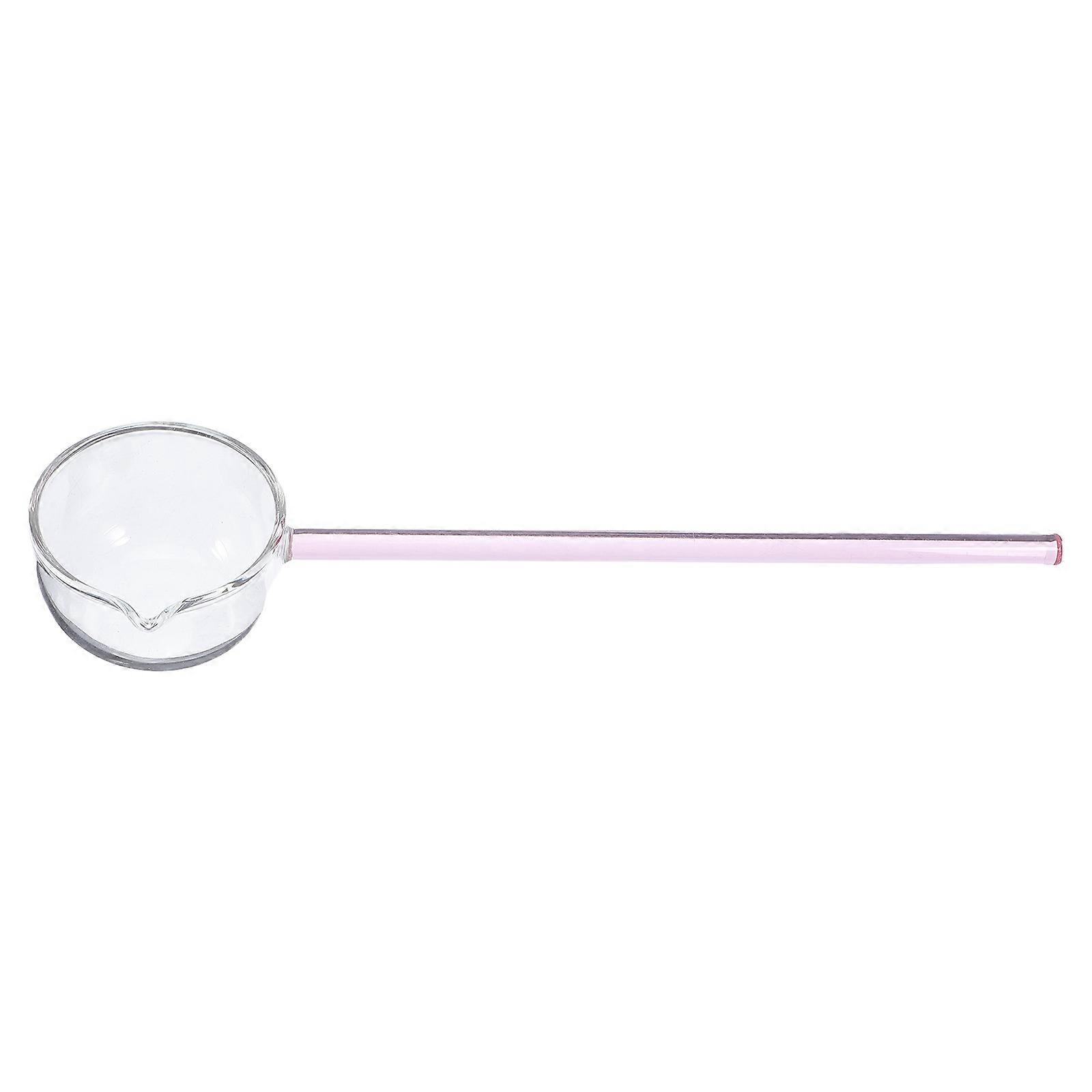 Pink Glass Serving Ladle for Sauce and Dessert with Long Handle