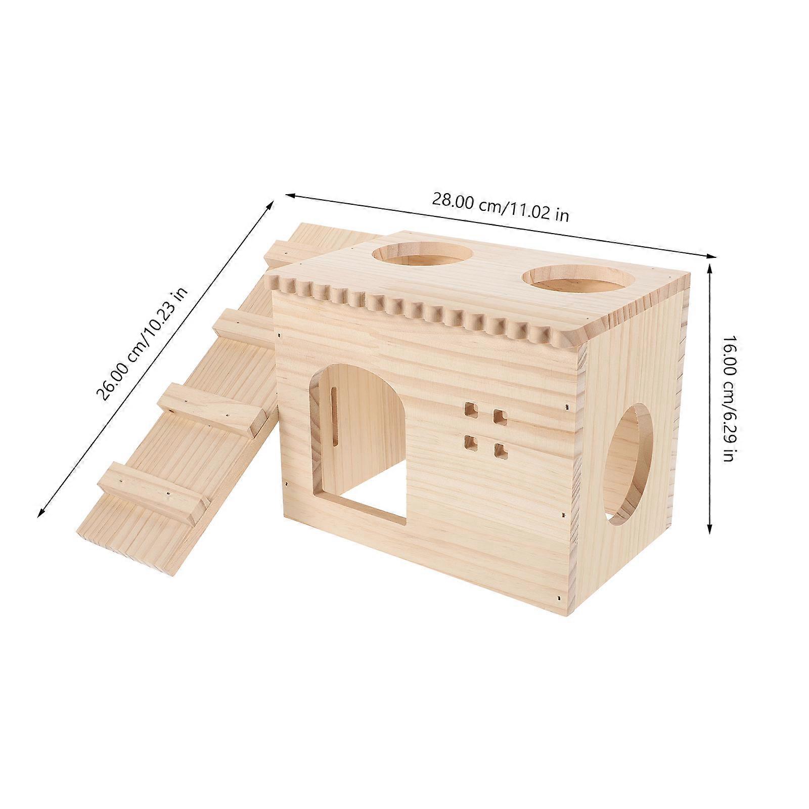 Hamster Supplies Wood Hamster Hideout House Indoor Pet Environment Beige Wood Material Hiding 1Set
