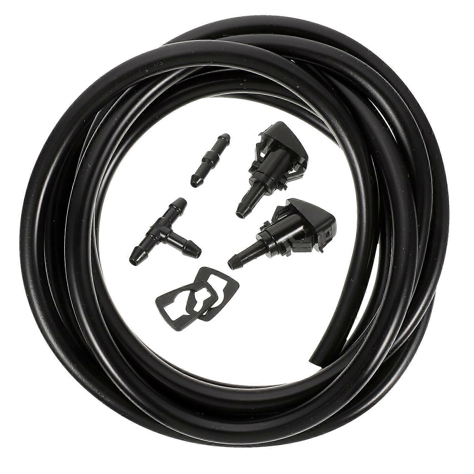 Windshield Fluid Hose Replacement Kit Car Automotive Replacement Black Rubber Plastic for Quick Spraying 1 Set