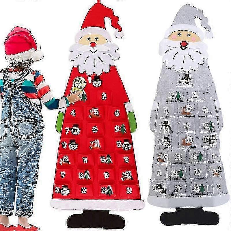 Felt Advent Calendar Fabric Christmas Hanging Pendant Santa Claus Ornaments Diy Advent Calendar Christmas Decoration For Home - JV