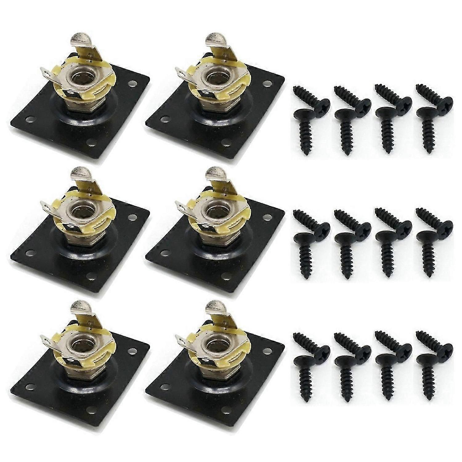 6Pcs Square Guitar Input Jack, Bass Guitar Jack Socket, Part Black