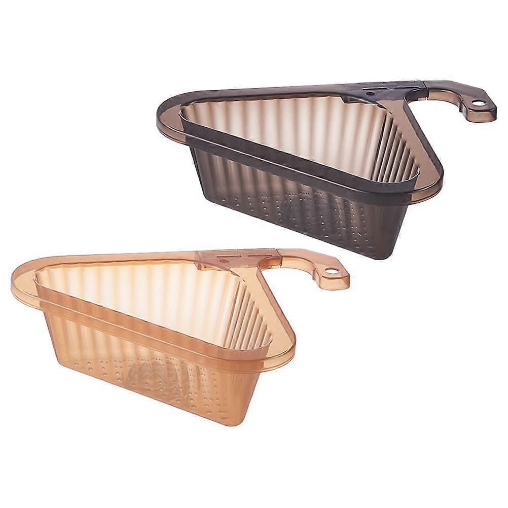 Kitchen Sink Drain Basket Triangle Strainer for Home 2Pcs Plastic