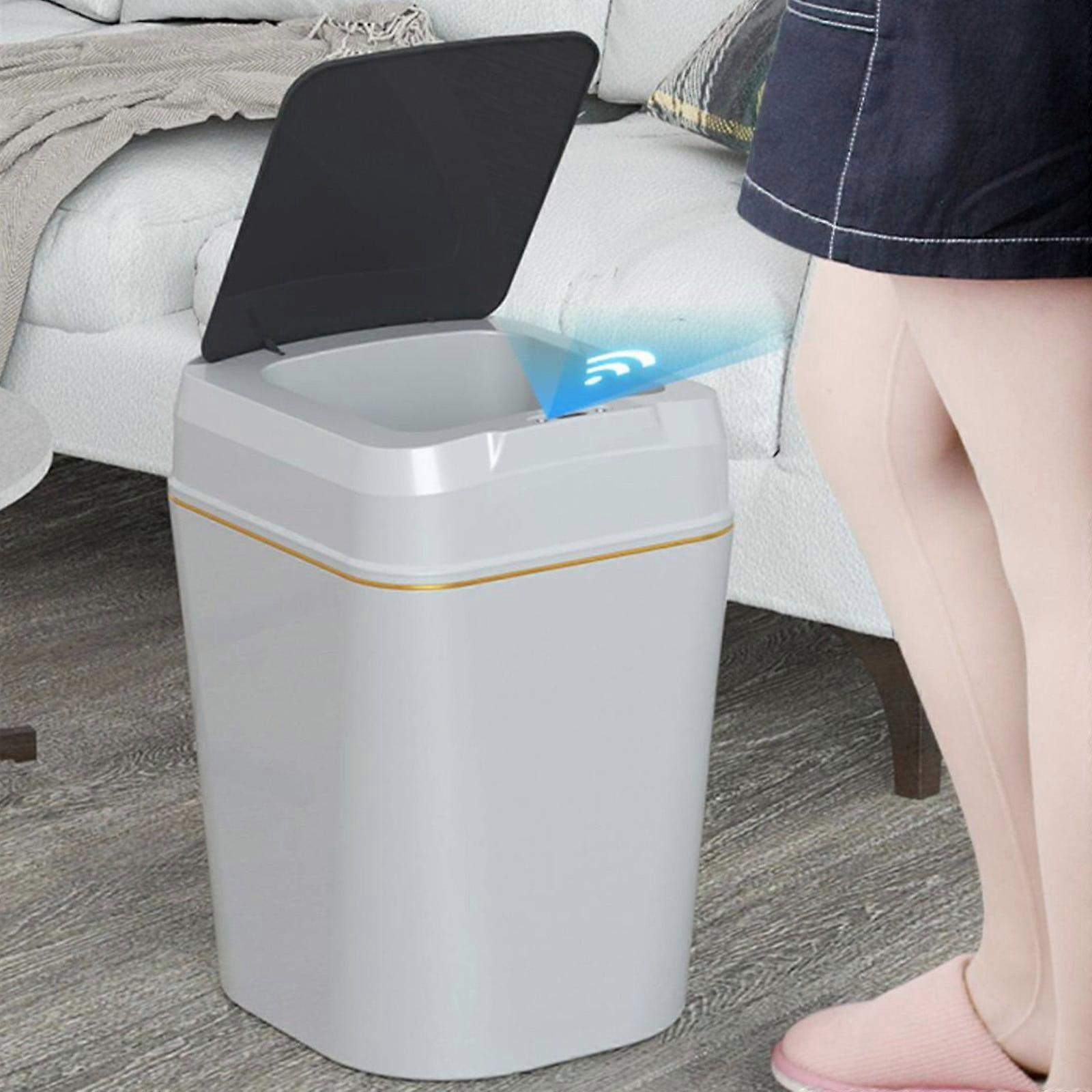 Trash Can with Lid, 12L Automatic Touchless Garbage Can, Motion Sensor Smart Trash Bin for Bathroom, Office