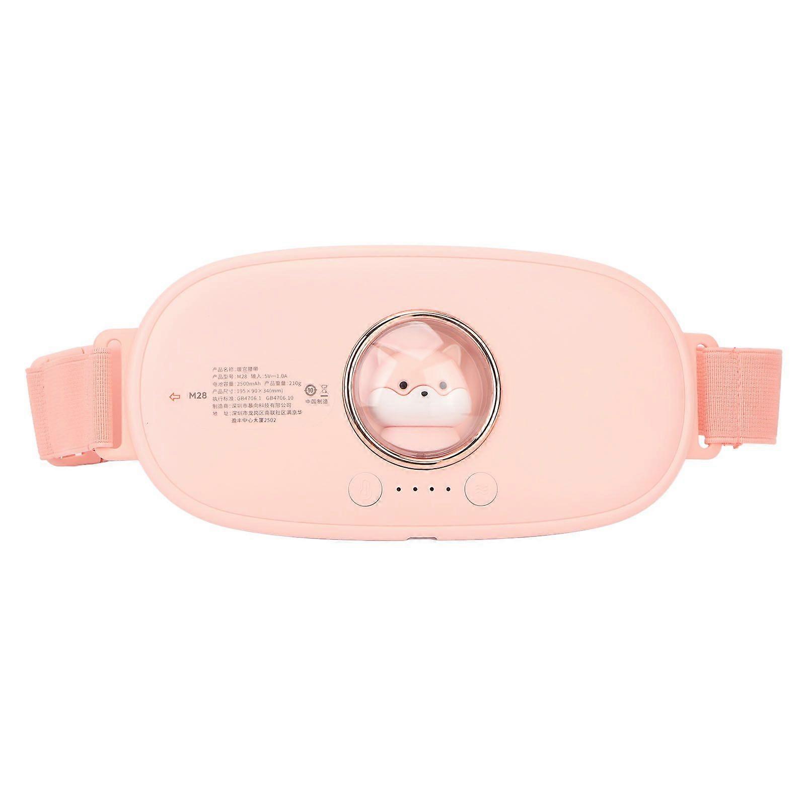 Electric Heated Waist Belt Hot Compress Fast Heating 4 Levels USB Rechargeable Reduce Pain Menstrual Heating Pad Pink