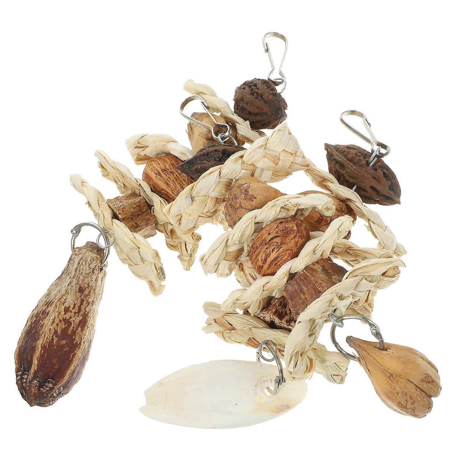 Bird Hanging Chew Toy Wooden Parrot Toy 12Pcs for Cage Entertainment