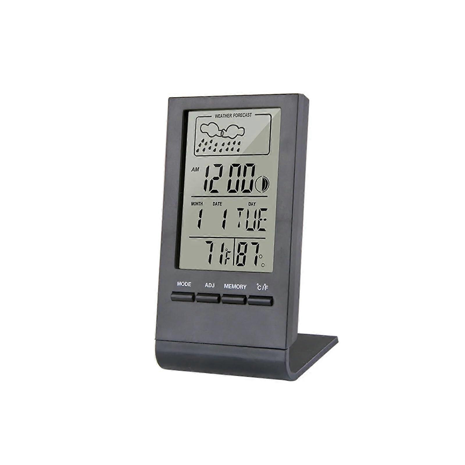 Wireless Thermometer Hygrometer Gauge Indicator Weather Station Temperature Humidity Monitor Indoor Outdoor Black