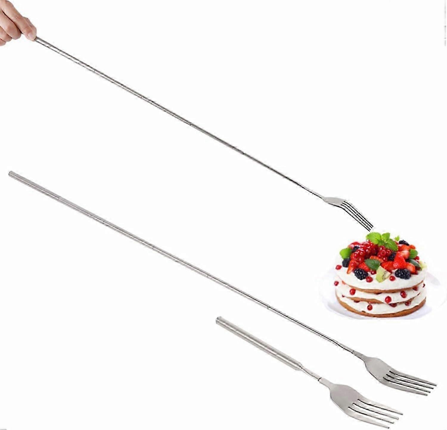 Extendable Fork, Extendable Long Handle Fork, Stainless Steel Telescopic Long Handle Fork, Dinner Barbecue Toasting Fruit Dessert Long Fork, Sturdy a