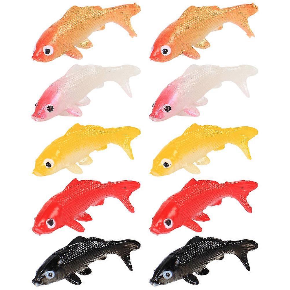 Artificial Carp Fish Model Decorative Simulation Fish Tank Ornament Assorted Color PVC 10Pcs