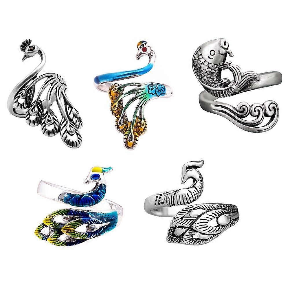 5Pcs Simple Knitting Loop Rings Creative Finger Ornament For Craft Enthusiasts Knitting Aid Multi Color Circular Design