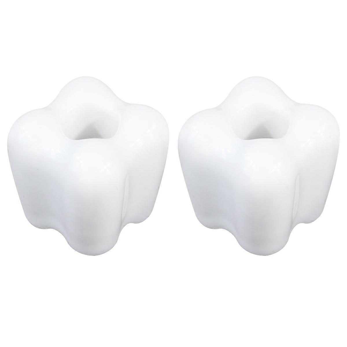 Bathroom Toothbrush Holder Ceramic Tooth Shaped Rack for Storage 6Pcs White