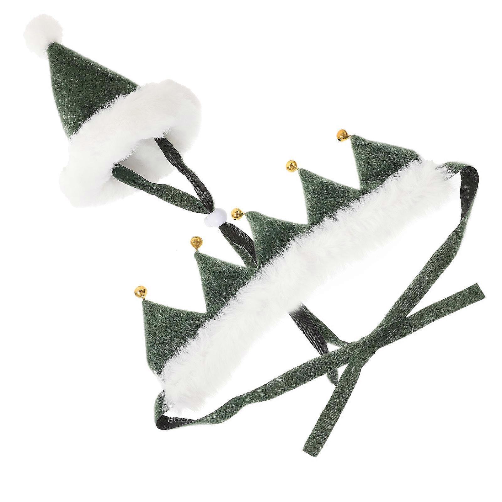 Adorable 5 Sets Pet Collar Hat For Dogs And Cats Christmas Party Suitable Featuring Breathable Polyester Material In Green Design