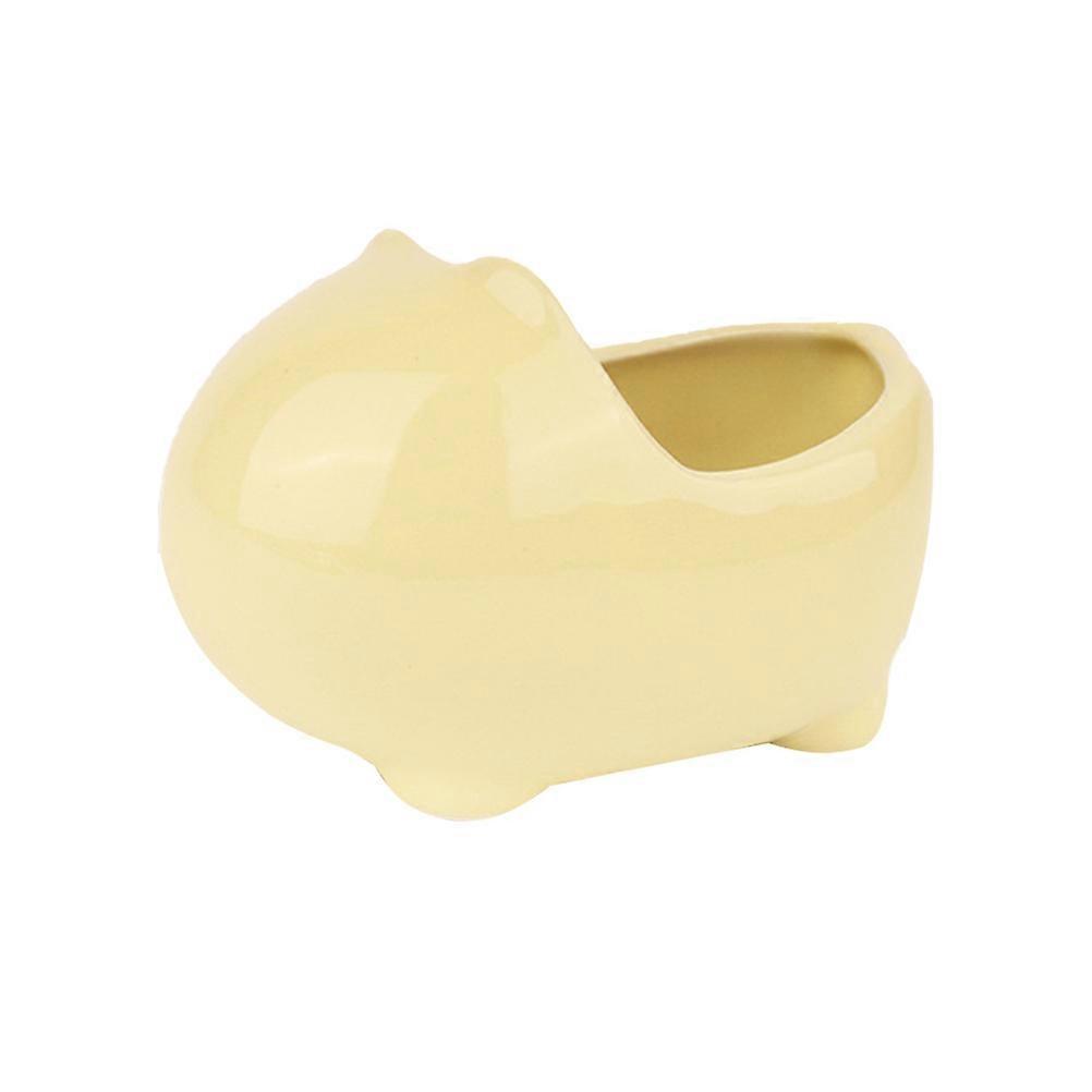 Hamster Cooling Nest Ceramic Pet Bathing Tub 2Pcs Light Yellow