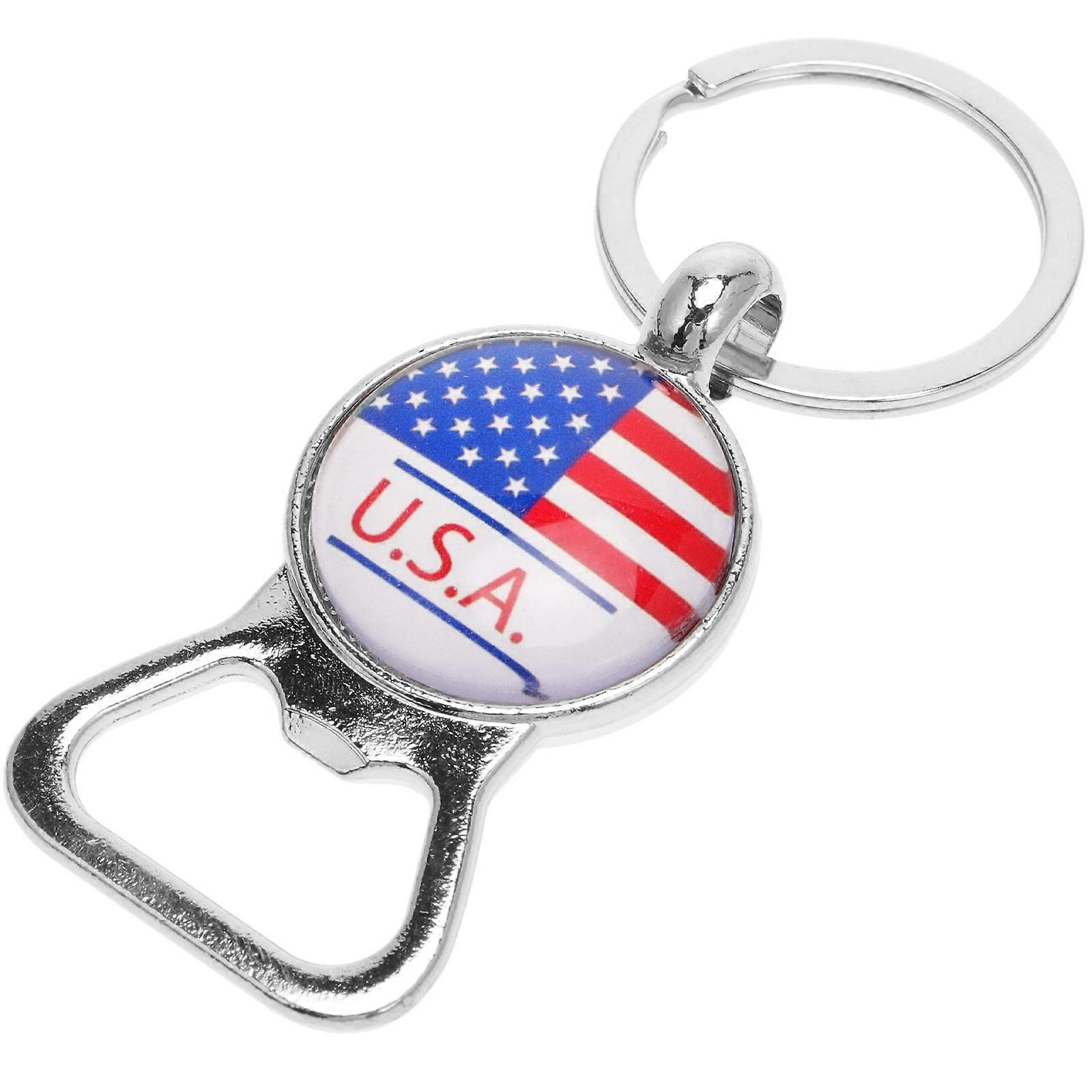 Key Rings Ornaments Bottle Opener for Hanging Keys 2Pcs Independence Day